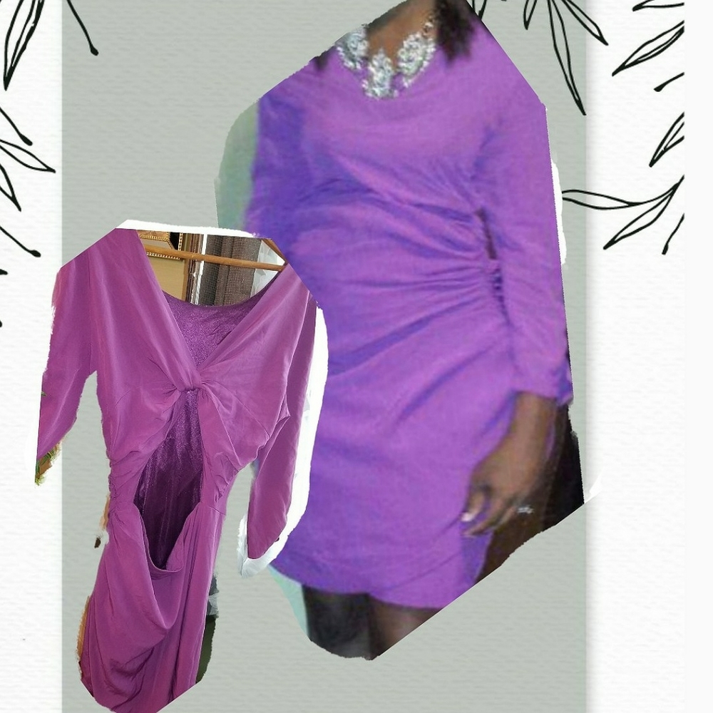 Pinkish Purple Asymmetrical Backless Midi Dress